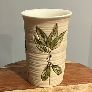 Vintage Croscill Shabby Chic Floral Etched Vase